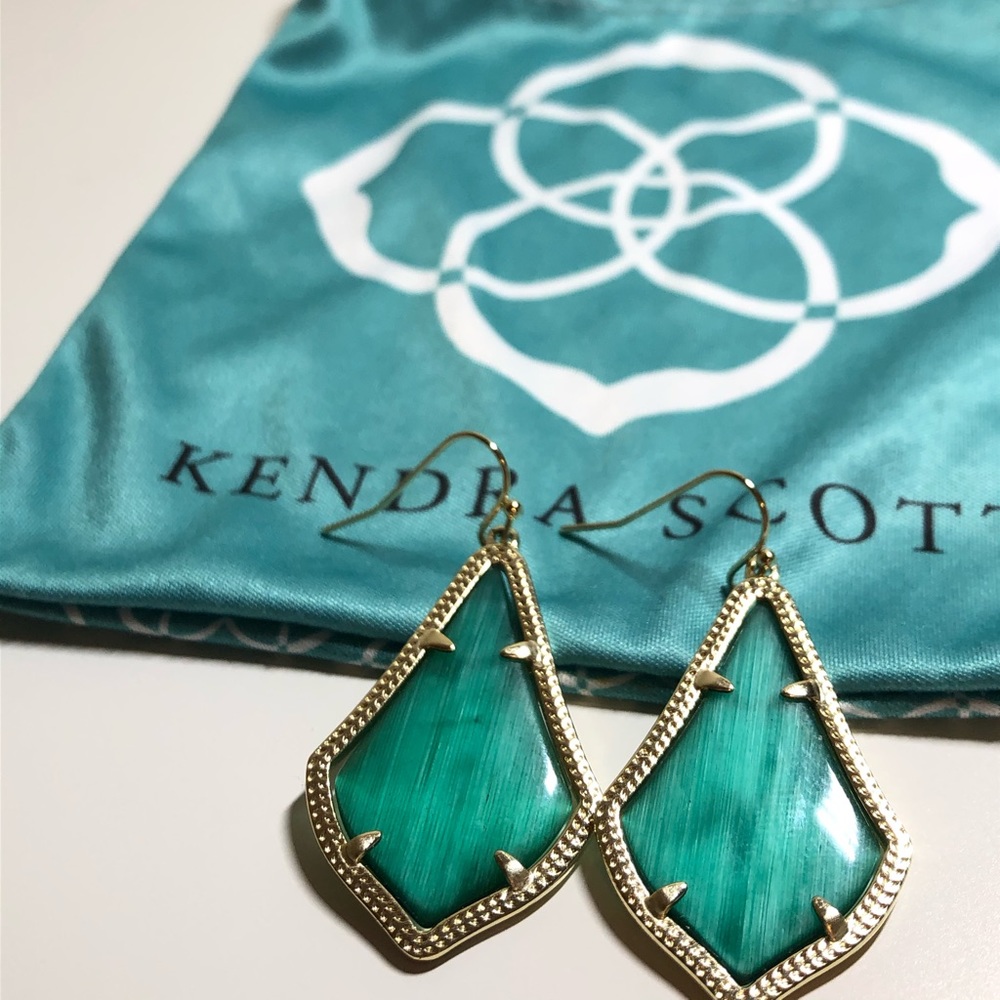 EUC Kendra Scott Green/gold earrings